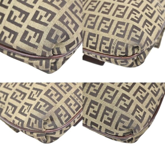 FENDI Logo Zucchino Shoulder Bag Canvas Leather Brown GHW Italy 35KA644 - Picture 7 of 16